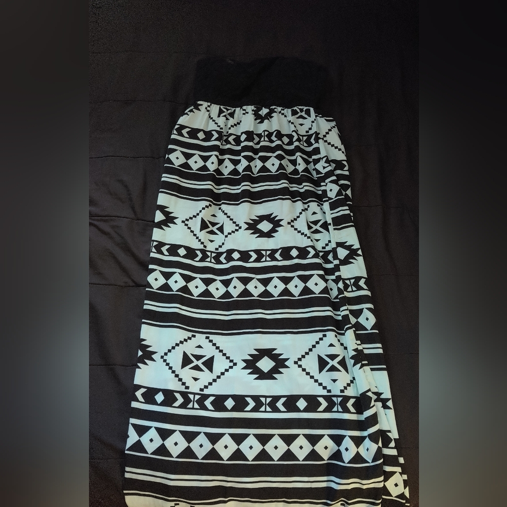 Black and White Strapless Dress